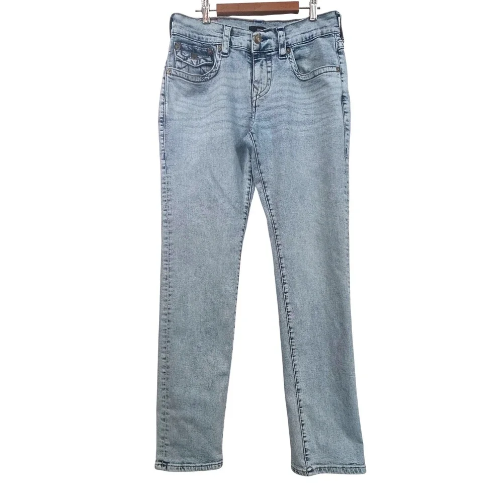 True Religion Geno Relaxed Slim Jeans Men 32x34 Light Wash Blue Denim Streetwear